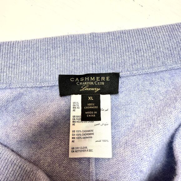 Charter Club Luxury 100% Cashmere Wide Leg Pull On Pants Soft Blue Minimalist - Picture 4 of 4